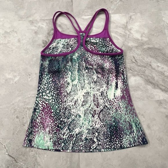 Fabletics Snakeskin Tahoe Racerback Tank Built in Bra Purple Teal Size Small S - Picture 2 of 4